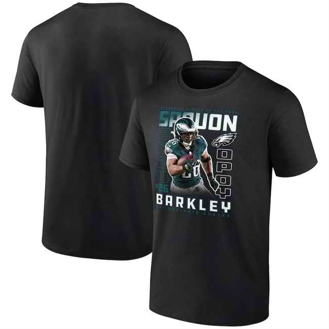 Men's Philadelphia Eagles Saquon Barkley Black 2024 Offensive Player of the Year T-Shirt